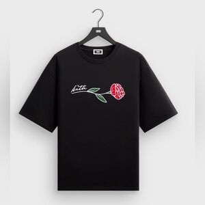 The Kith Signature Rose Jones Embroidered Tee crafted of 230 GSM cotton Black M